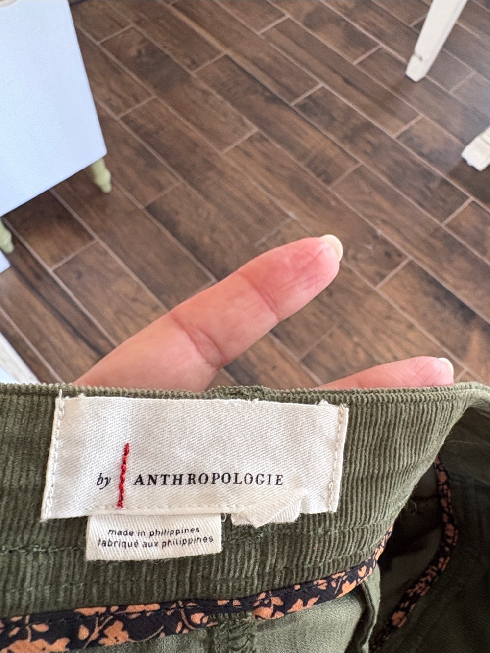 Anthropologie Wide-Leg Corduroy Pants in Olive Green - - Picture 2 of 3